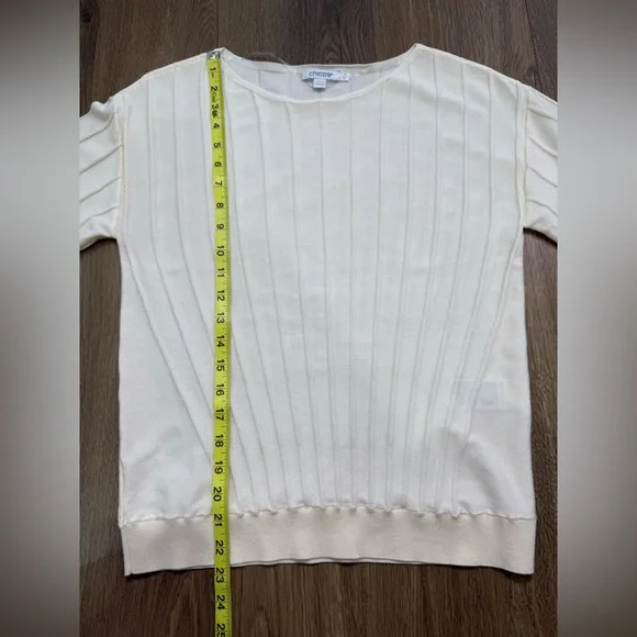 Chico’s Pleated Long Sleeve Sweater Cream Size 1 (Medium) - Picture 9 of 11